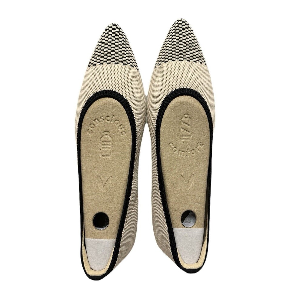 NEW Vivaia Womens Size 10 41.5 EU Almond & Black Aria Pointed Toe Ballet Flats - Picture 6 of 11